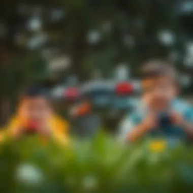 Children playing with mini drones