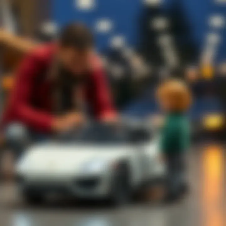 Parent helping a child choose an electric car