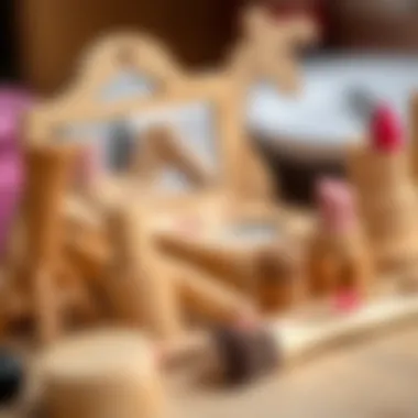 Exploring Creativity with Wooden Toys Close-up of wooden makeup accessories