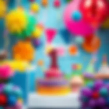 Colorful decorations for a first birthday party