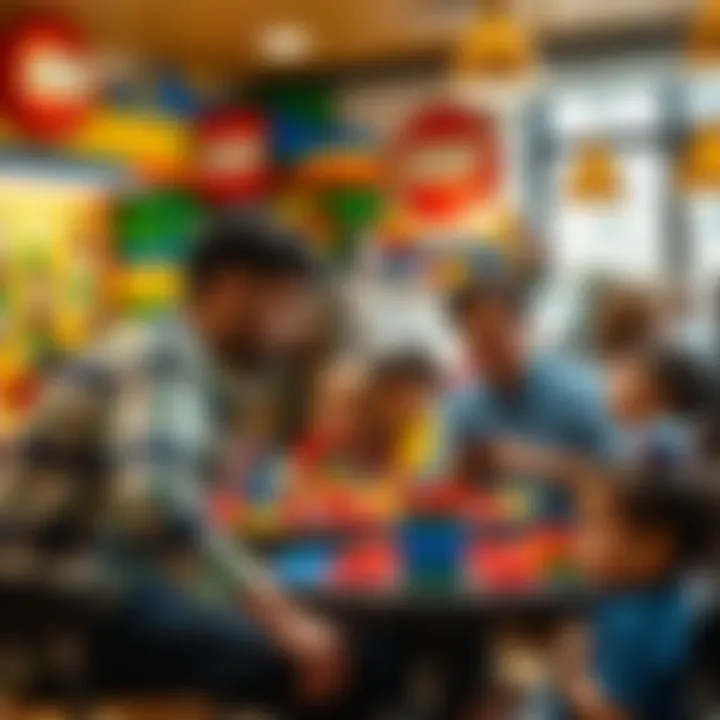 A diverse group of families enjoying their time at the cafe, illustrating community engagement and connection.