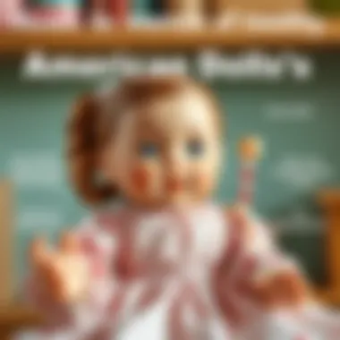 An educational diagram illustrating the developmental benefits of play with American dolls