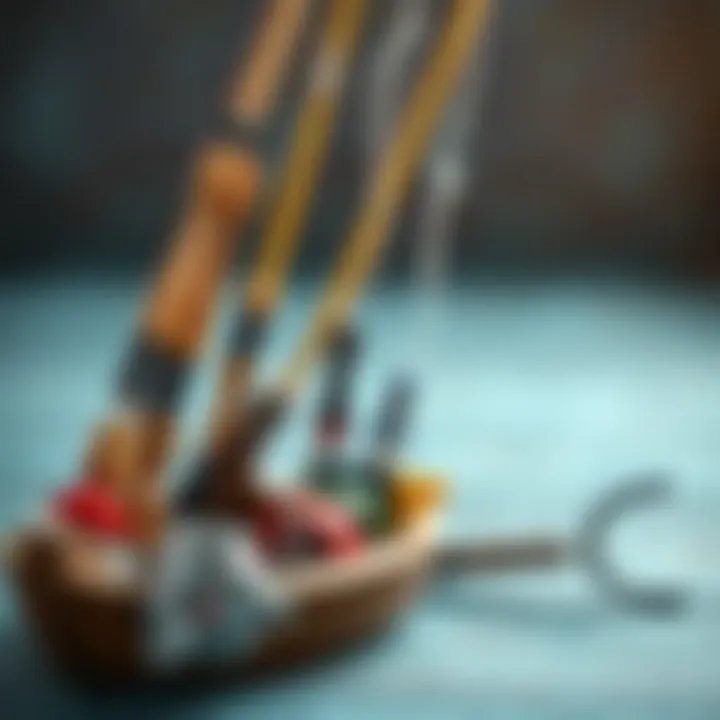 Different types of fishing rods for educational play