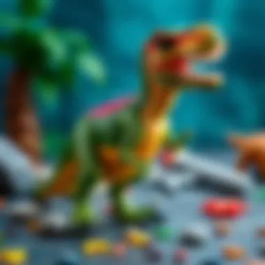 An educational T-Rex toy set designed for children, highlighting its interactive features.