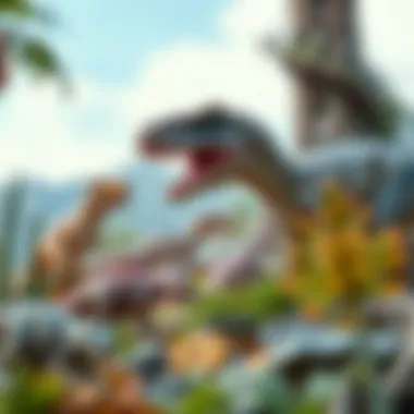 Exploring Diverse Dinosaur Habitats An illustration of the diverse habitats of dangerous dinosaurs