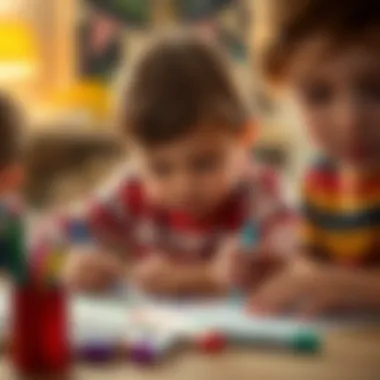 Children engaged in creative drawing with Faber Castell markers