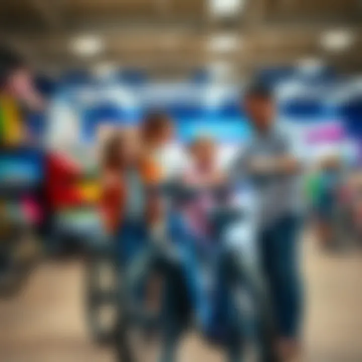 Family choosing a bicycle in a store
