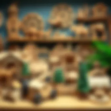 Finished wood art pieces displayed artistically