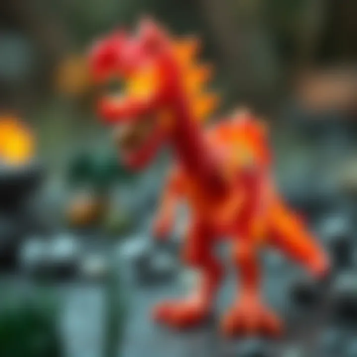 An artistic depiction of the history and evolution of the fire dinosaur concept