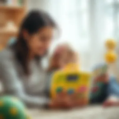 Parent-Child Bonding with Musical Book Parent reading a Fisher Price musical book to a child, fostering learning and bonding