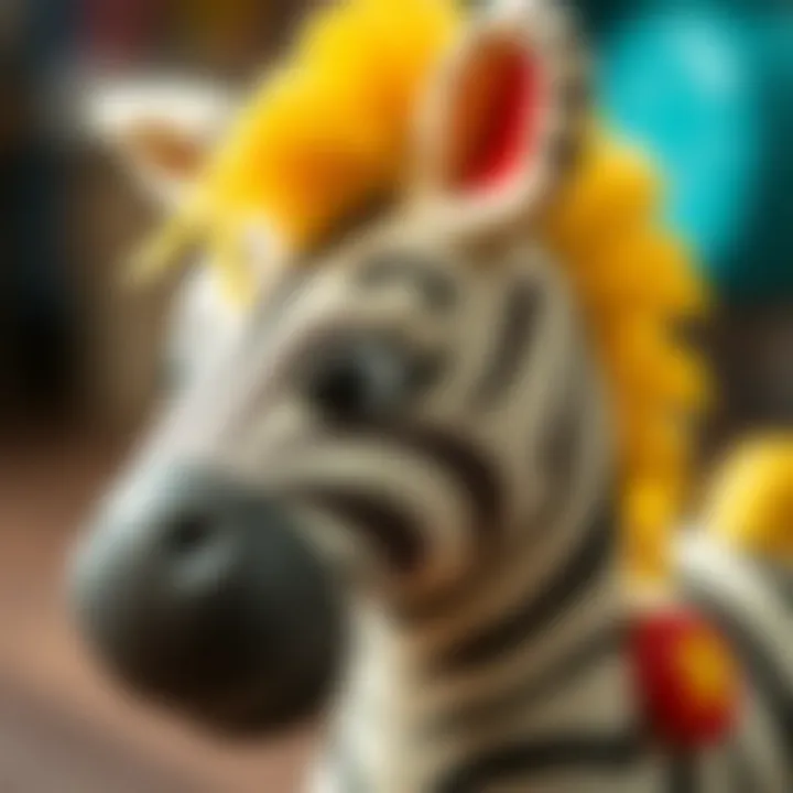 Close-up of Fisher Price Sevimli Zebra's educational features and textures