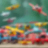 A vibrant collection of flying toys showcasing their diverse designs and colors.