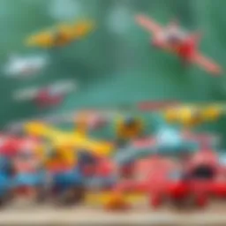 A vibrant collection of flying toys showcasing their diverse designs and colors.