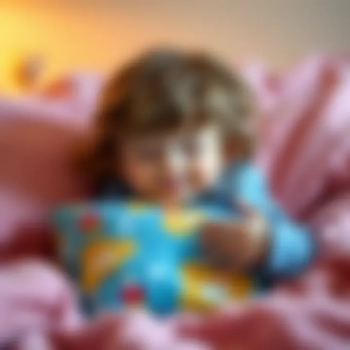 Joyful Nap Time with a Favorite Pillow A happy child embracing a pillow during nap time