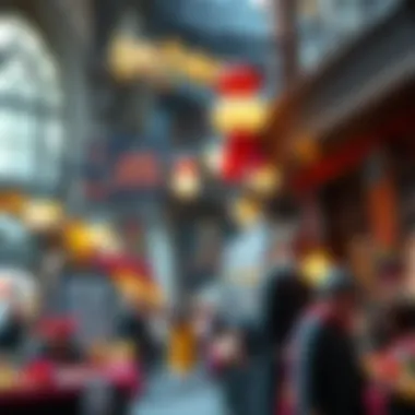 A vibrant marketplace featuring various Harry Potter products.