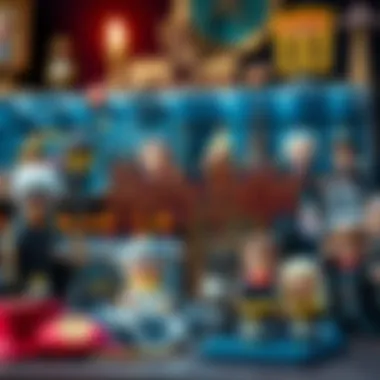 A collection of Harry Potter themed merchandise displayed elegantly.