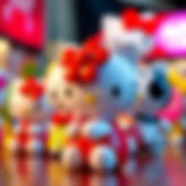An artistic representation of Hello Kitty in various design styles, highlighting her impact on the design world.