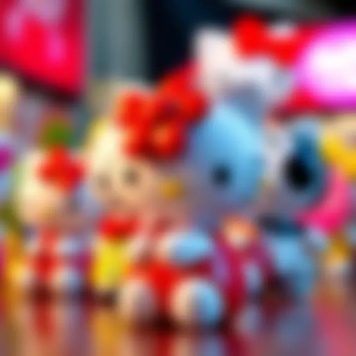 An artistic representation of Hello Kitty in various design styles, highlighting her impact on the design world.