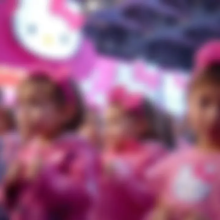 Delightful Moments at a Hello Kitty Event Children enjoying a Hello Kitty-themed event