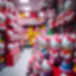 Colorful Hello Kitty merchandise displayed in a shop