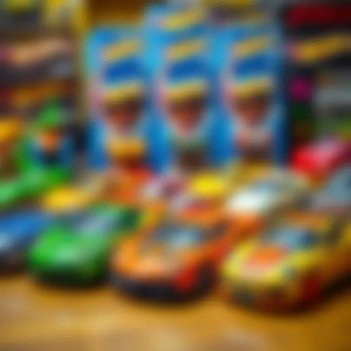 A beautifully arranged display of Hot Wheels toy cars showcasing their vibrant colors and unique designs.