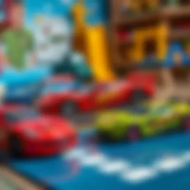 An educational setup with Hot Wheels cars enhancing motor skills