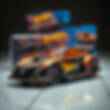 A close-up view of a Hot Wheels set, highlighting its intricate details and packaging.