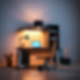 Illuminated writing desk showcasing modern design