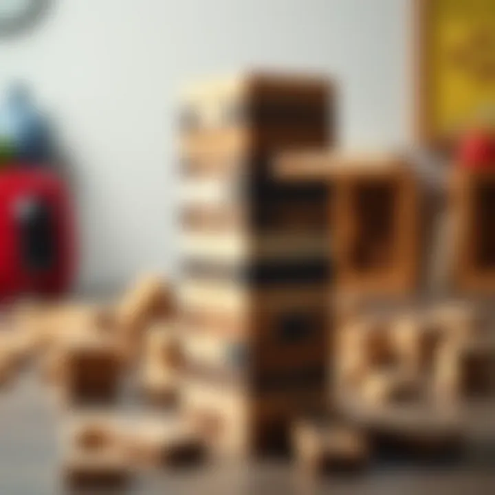 Ready for the Challenge of Jenga Jenga game setup with blocks and a timer