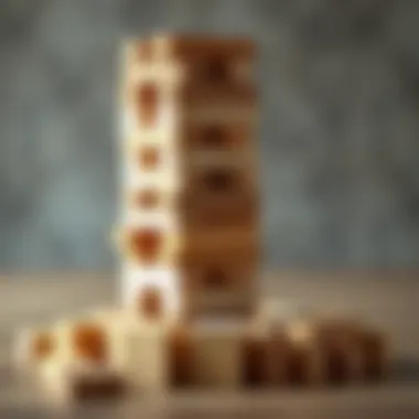 Artistic Jenga Arrangement An artistic arrangement of Jenga blocks, symbolizing creativity in game variations.
