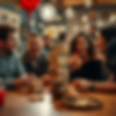 Friends Enjoying Jenga A group of friends laughing and enjoying a Jenga game night.