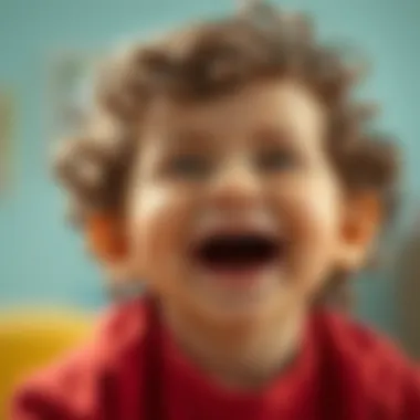 Close-up of a joyful curly-haired baby laughing