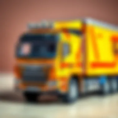 A close-up view of a truck's technical specifications and features