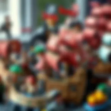 A collection of different styles of pirate ship toys displayed together.