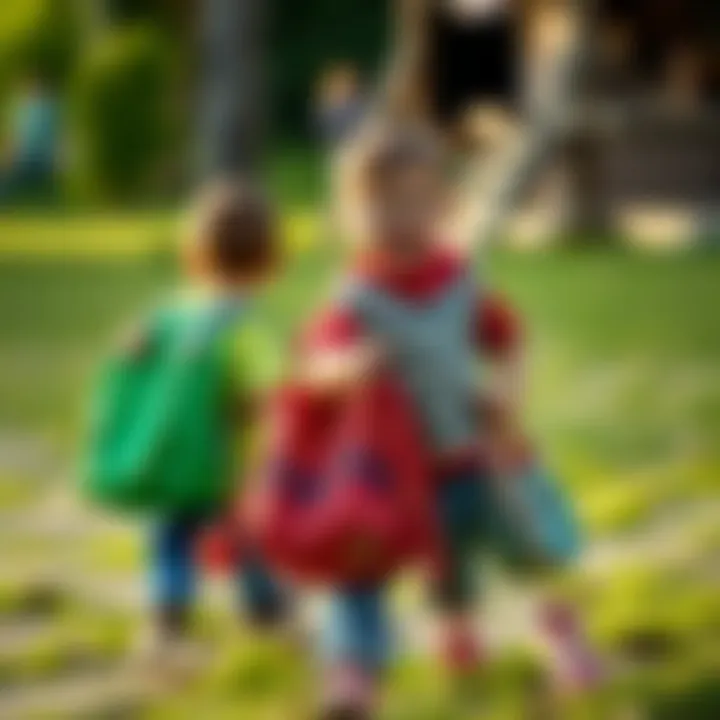 Children joyfully using Kral Şakir bags during outdoor play