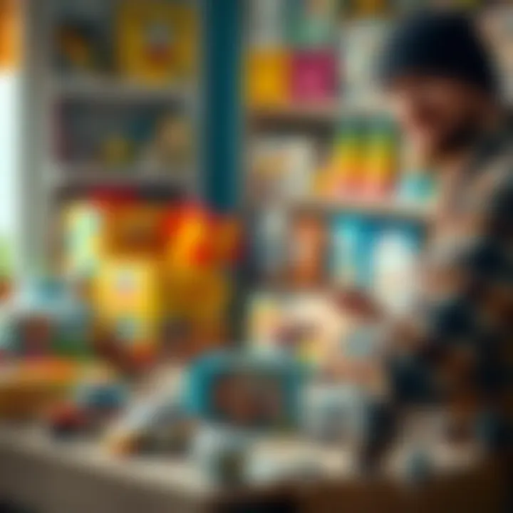 Parent's Selection of Box Toys Parent selecting box toys for their child