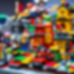 A vibrant display of LEGO 31132 set showcasing creative builds