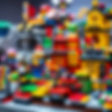 A vibrant display of LEGO 31132 set showcasing creative builds