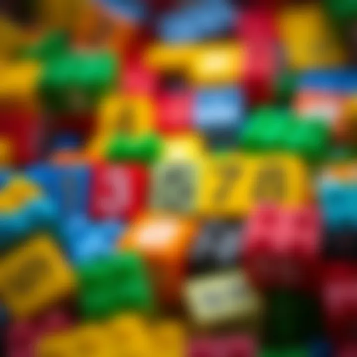 Close-up of Lego blocks with numbers