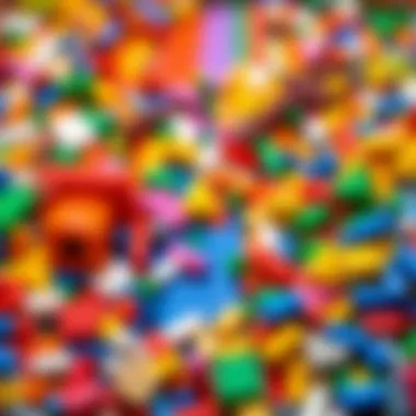 Lego pieces arranged in a vibrant colorful display