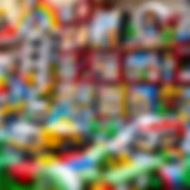 A vibrant collection of Lego Creator sets arranged artistically