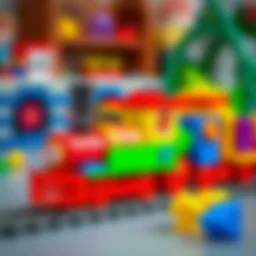 Colorful Lego Number Train with various shapes