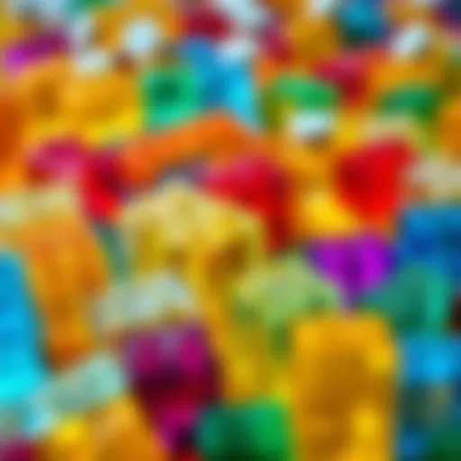 Vibrant Transparent Lego Bricks A vibrant collection of transparent Lego bricks showcasing creativity.