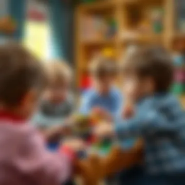 Children engaged in collaborative play with Lego Vinc