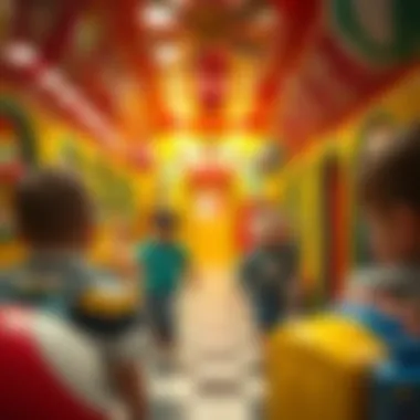 Children enjoying a fun house filled with mirrors and playful designs