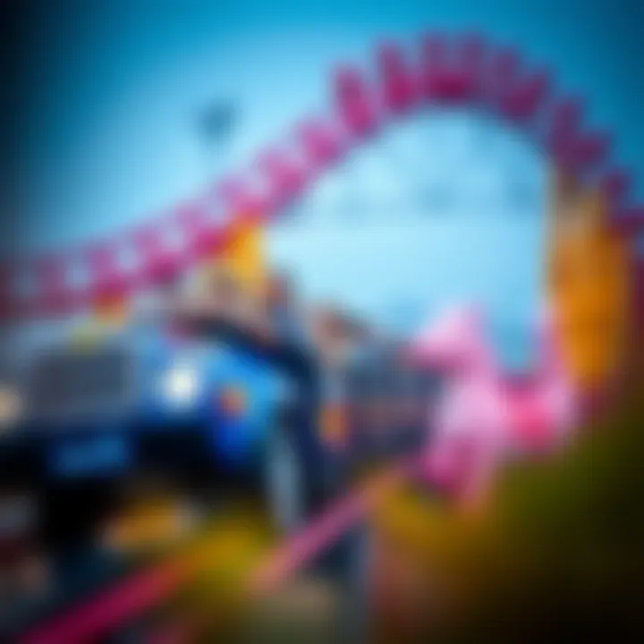 A thrilling roller coaster ride capturing the excitement of visitors