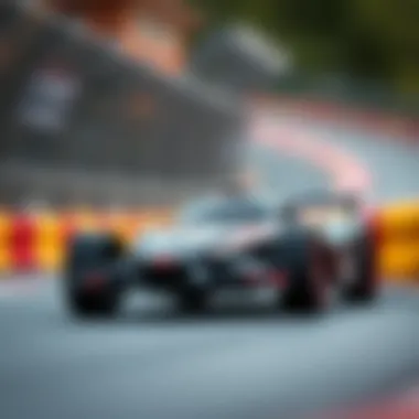 A sleek Maisto remote-controlled car in motion on a track