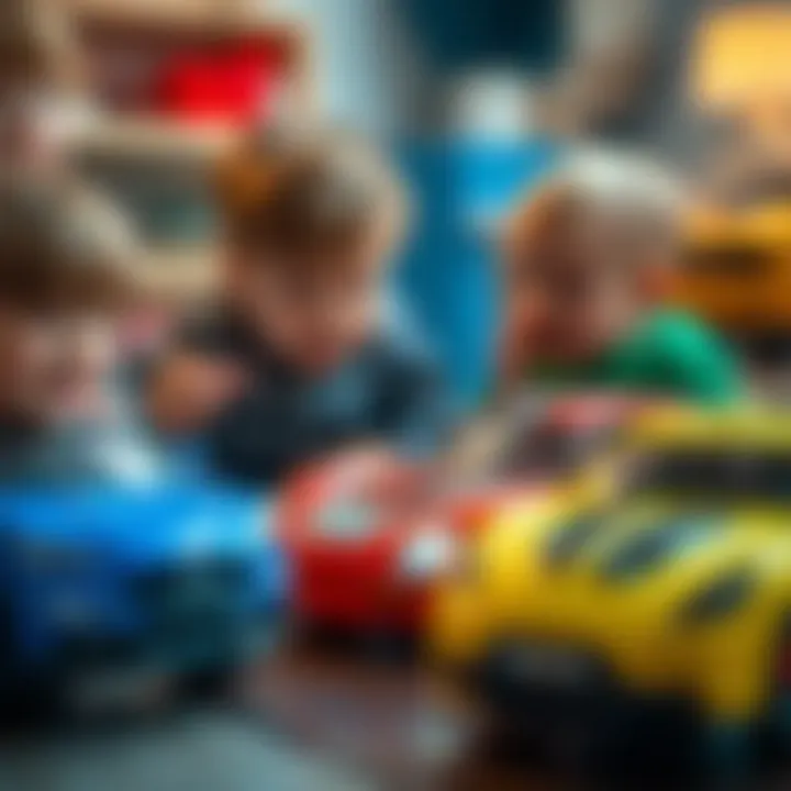 Children Engaged with Toy Cars Children playing with Majorette Black Edition cars, illustrating engagement and development.