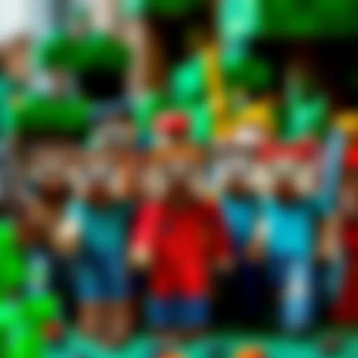 A vibrant collection of Minecraft figures showcasing popular characters.