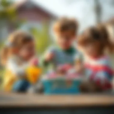 Children playing with toy ice cream set